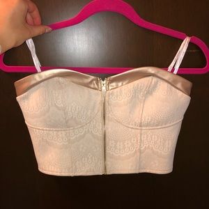 Cream strapless crop top